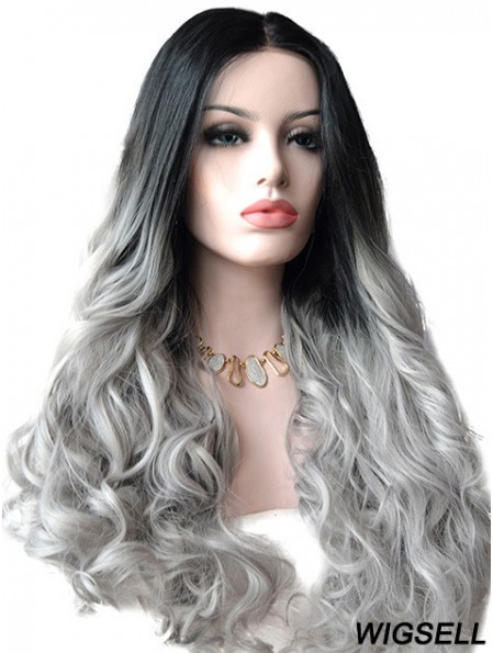 22 inch Ombre/2 Tone Long Without Bangs Wavy Durable Lace Wigs
