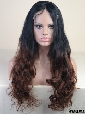 Long Wavy Without Bangs Full Lace 24 inch Modern Black Women Wigs