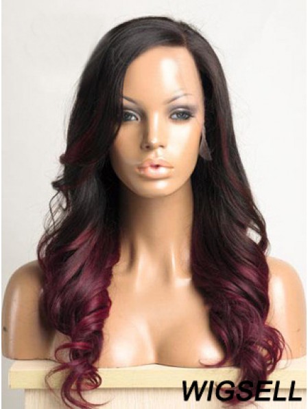 Long Ombre/2 Tone Wavy Without Bangs Ideal African American Wigs