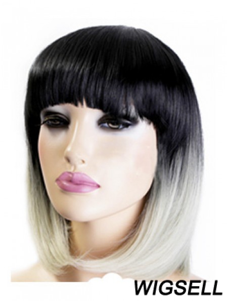 Modern 12 inch Chin Length Straight Wigs For Black Women