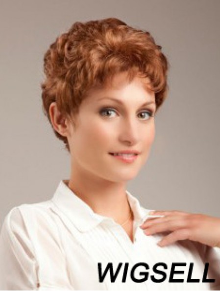 Wavy Auburn Sleek Cropped Classic Wigs