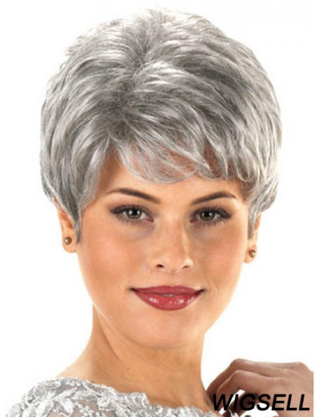 Synthetic Cheap Short Wavy Grey Wigs