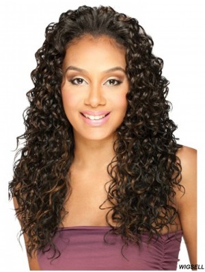 Long Curly Brown Best Indian Remy Hair Half Wigs