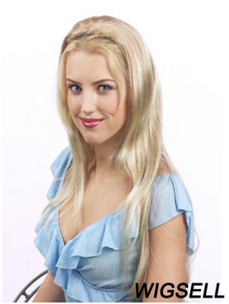 Suitable Blonde Synthetic Straight Hair Falls