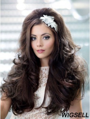 Long Wavy Brown Hairstyles Synthetic Half Wigs
