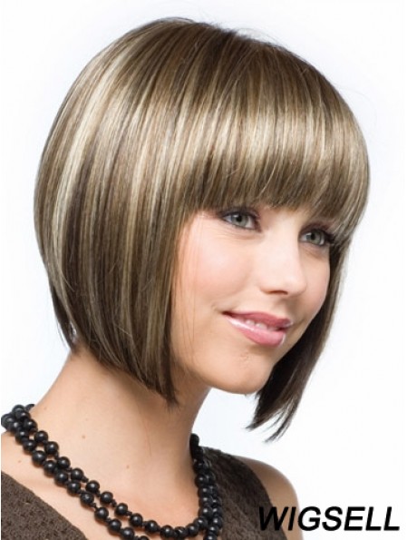 Brown Chin Length Straight Bobs Capless Wig Shop Online