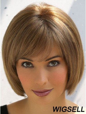 Trendy Brown Remy Human Hair Straight Hair Wigs Online