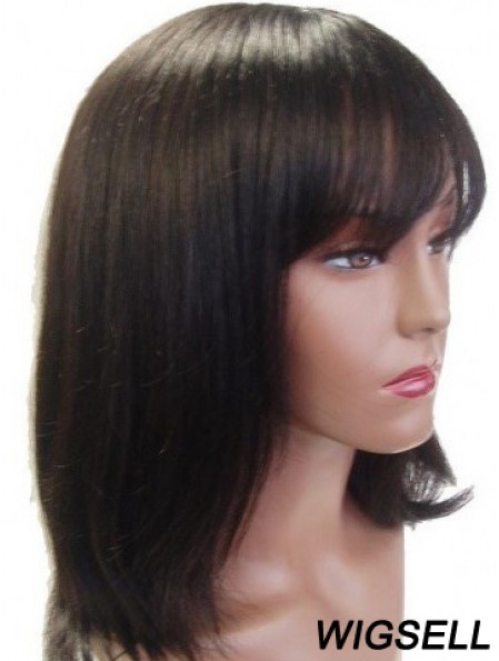 Brown Straight Shoulder Length With Bangs Capless Cheap Wigs Online UK