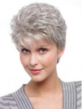 Durable Grey Wig For Old Women Short Wavy Synthetic Wig UK