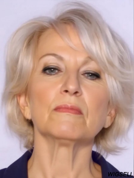 Cheap Grey Wigs Remy Human Grey Cut Wavy Style Short Length