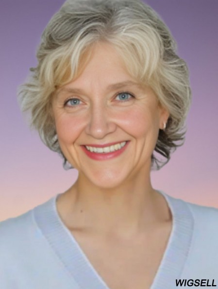 Capless Grey Wig Short Synthetic Wig For Women