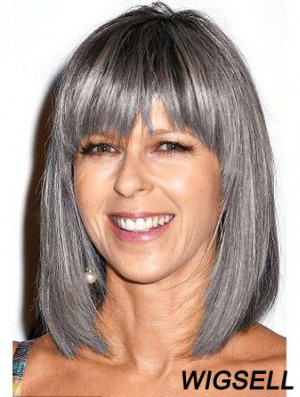 Straight Lace Front 12 inch Modern Shoulder Length Grey Wigs
