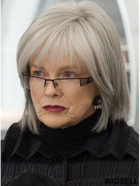 High Quality Wigs Chin Length Straight Style Grey Cut