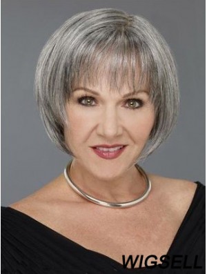 Straight Capless 8 inch Natural Short Grey Wigs