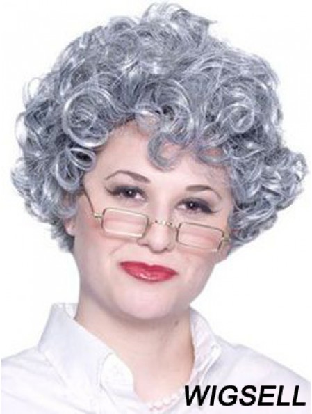 Curly Lace Front 8 inch Best Short Grey Wigs