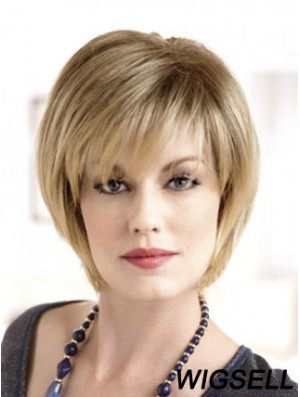 Lace Front Straight Layered Short 8 inch Top Human Hair Wigs