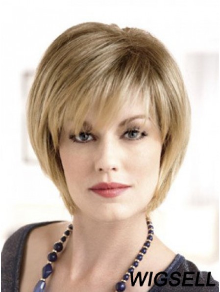 Lace Front Straight Layered Short 8 inch Top Human Hair Wigs