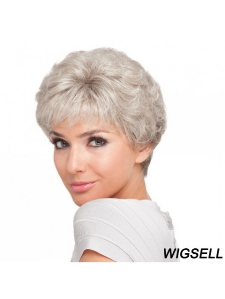 Short Hair Style For Older Ladies With Synthetic Capless Grey Cut