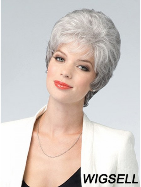 Lace Front Wig Grey Cut Wavy Style Short Length With Remy