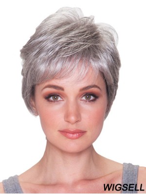 Grey Hair Wigs Grey Cut Short Length Straight Style