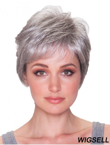 Grey Hair Wigs Grey Cut Short Length Straight Style