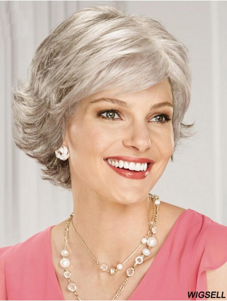 Grey Wig With Capless Wavy Style Chin Length