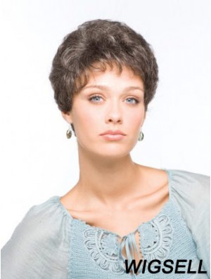 Synthetic Beautiful Short Wavy Grey Wigs