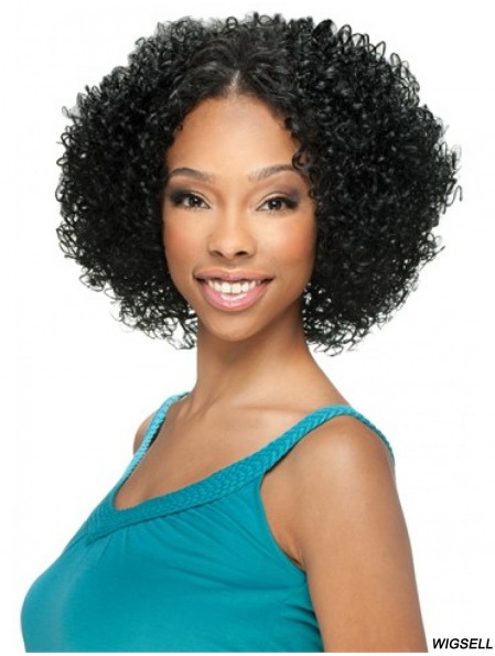 U Part Wigs With Lace Front Chin Length Curly Style