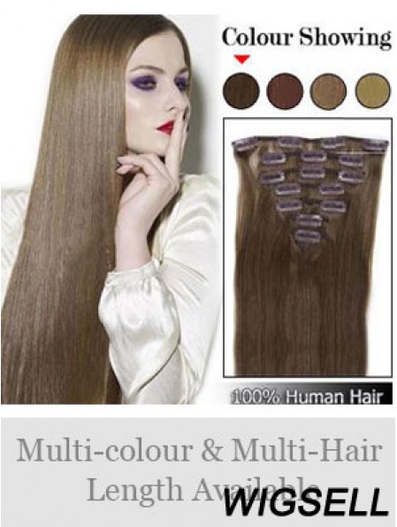 Best Brown Straight Remy Human Hair Clip In Hair Extensions