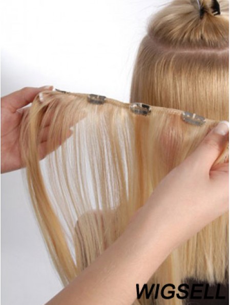 Hair Extension Clips Remy Straight Style Blonde Color