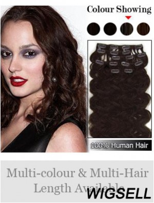 Exquisite Auburn Wavy Remy Human Hair Clip In Hair Extensions