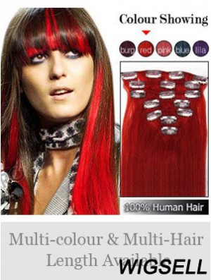 Top Red Straight Remy Human Hair Clip In Hair Extensions