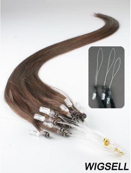 No-Fuss Brown Straight Micro Loop Ring Hair Extensions