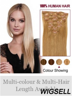 Top Blonde Straight Remy Human Hair Clip In Hair Extensions