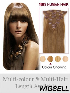 Hairstyles Brown Straight Remy Human Hair Clip In Hair Extensions