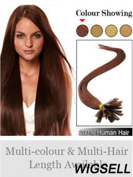 Auburn Straight Hairstyles Nail/U Tip Hair Extensions