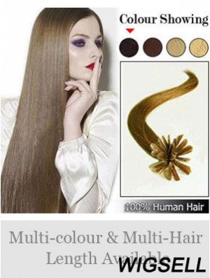 Brown Straight Modern Nail/U Tip Hair Extensions