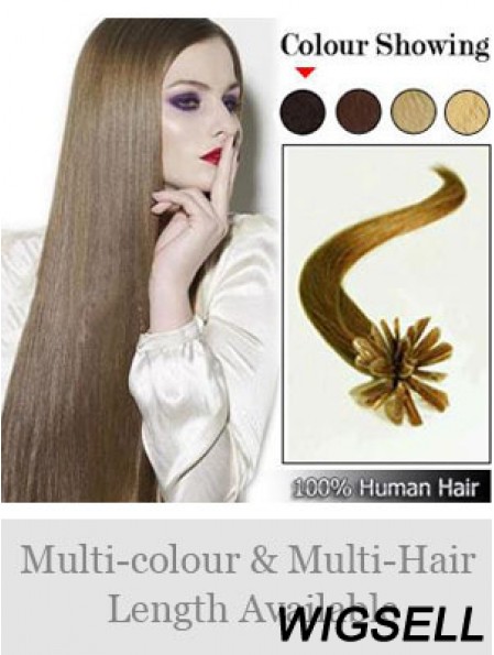 Brown Straight Modern Nail/U Tip Hair Extensions