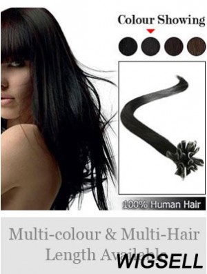 Black Straight Sleek Nail/U Tip Hair Extensions