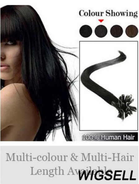 Black Straight Sleek Nail/U Tip Hair Extensions