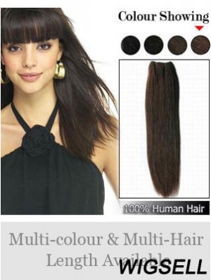 Straight Remy Human Hair Brown Durable Weft Extensions