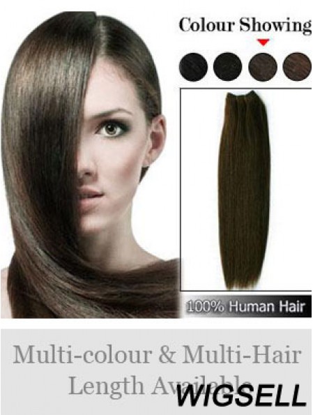 Straight Remy Human Hair Brown Soft Weft Extensions