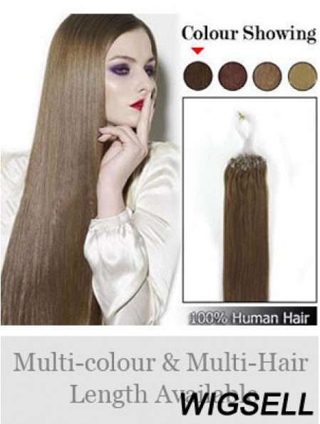 Fabulous Brown Straight Micro Loop Ring Hair Extensions