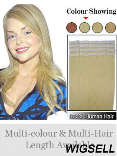 Blonde Straight Fashionable Remy Human Hair Tape In Hair Extensions