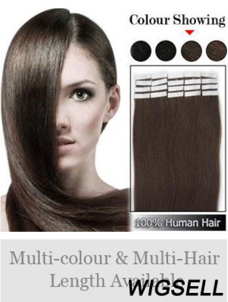 Brown Straight Durable Remy Human Hair Tape In Hair Extensions