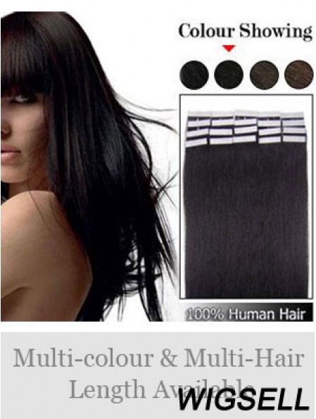 Black Straight Soft Remy Human Hair Tape In Hair Extensions