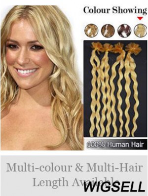 Blonde Curly Great Nail/U Tip Hair Extensions