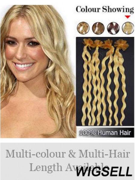 Blonde Curly Great Nail/U Tip Hair Extensions