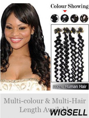 Black Curly Trendy Nail/U Tip Hair Extensions