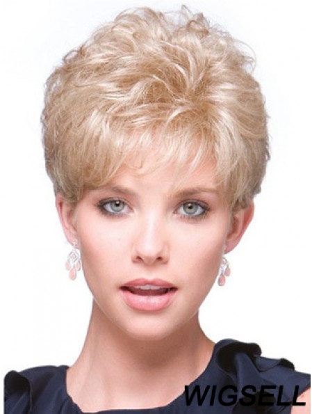 Short Curly Blonde Fabulous Synthetic Half Wigs